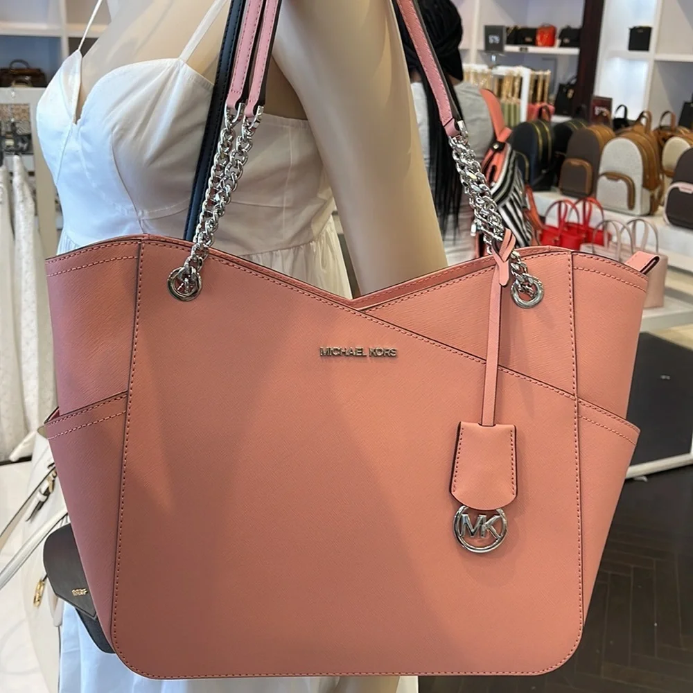 MICHAEL KORS Jet Set Large X Chain Saffiano Leather Shoulder Tote PRIMROSE NWT